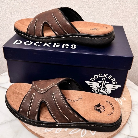 Men’s sz 10M Dockers Sunland DRK Brown sandals,slides,mules;dad look,Y2K, - Picture 1 of 5